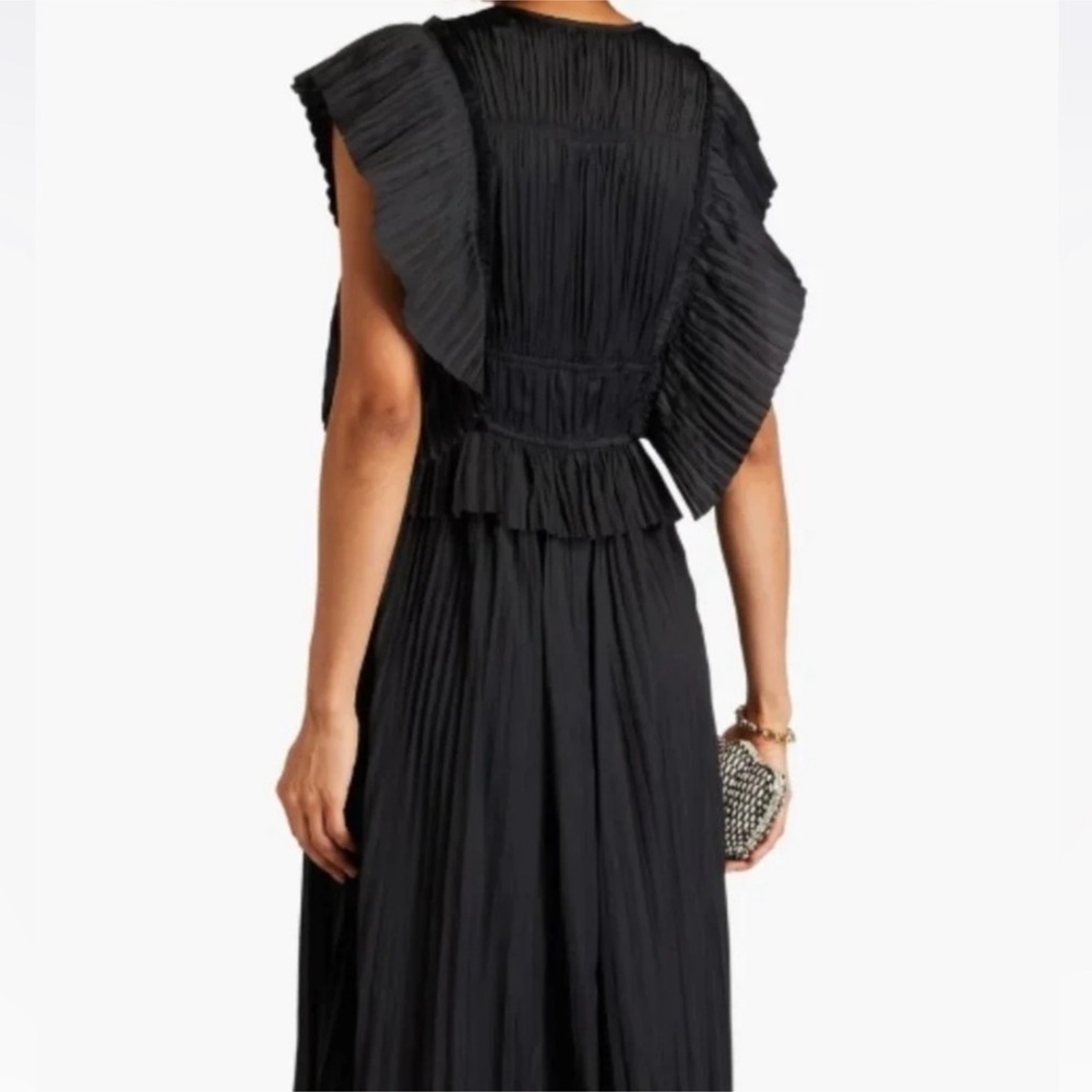 ULLA JOHNSON Letty Satin Midi Dress in Noir Sz 2 - Picture 3 of 4
